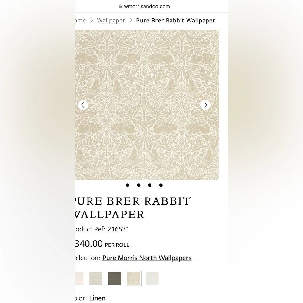 William Morris & Co PURE BRER RABBIT WALLPAPER in Linen